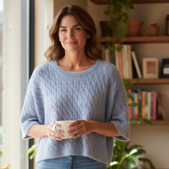 Cyrus Sweaters - Cyrus Soft Blue Cable Knit Sweater